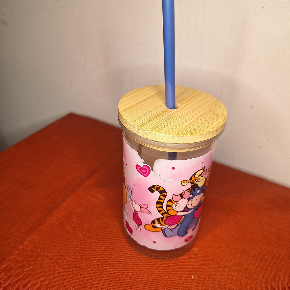 Disney Pink and Blue Tumbler with Straw
